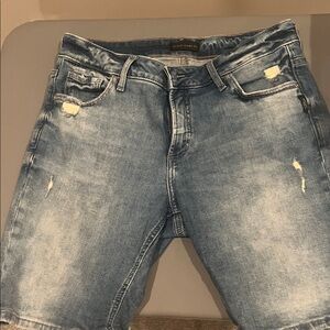 River Island Light Blue Distressed Jean Shorts